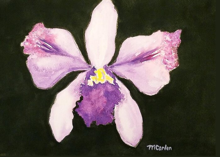 Orchids Greeting Card featuring the painting Exotic Orchid by M Carlen