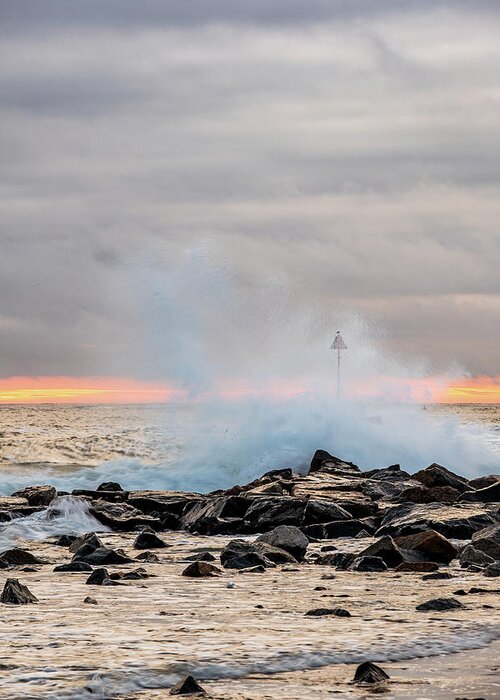 New Hampshire Greeting Card featuring the photograph Explosive sea 5 by Jeff Sinon
