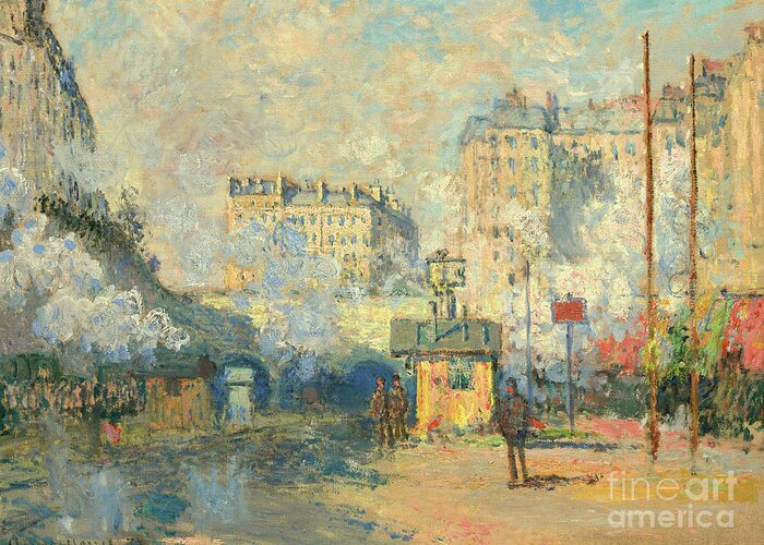 Monet Greeting Card featuring the painting Exterior of Saint Lazare station, sunlight effect, 1877 by Claude Monet