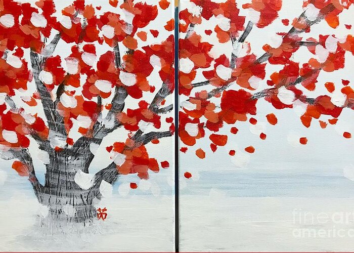 Fall Greeting Card featuring the painting Fall fall fall by Wonju Hulse