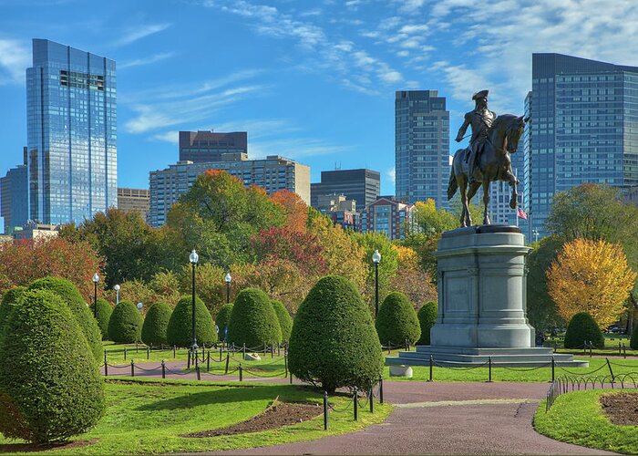 Boston Fall Foliage Greeting Card featuring the photograph Fall Foliage Colors at the Boston Public Garden by Juergen Roth