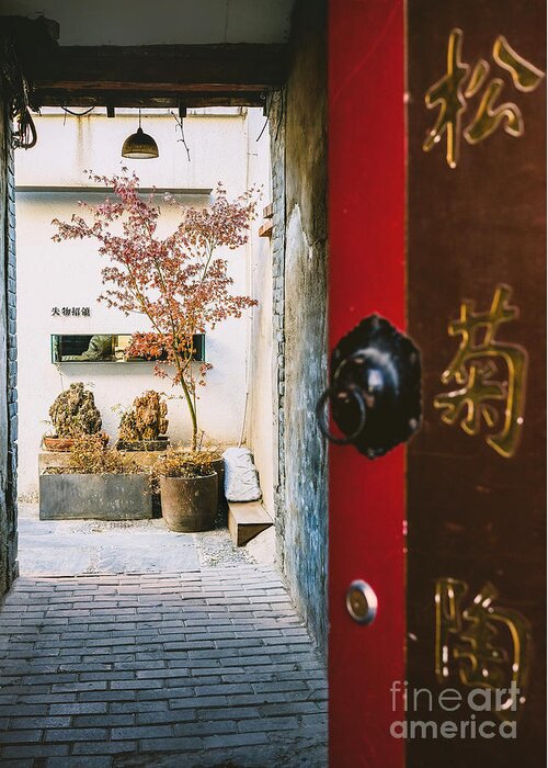 Detail Greeting Card featuring the photograph Fangija Hutong in Beijing by Iryna Liveoak