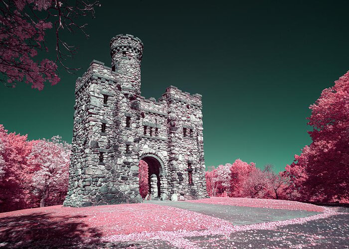 Fantastic Fantasy Ir Infrared 590nm Outside Outdoors Worcester Ma Mass Massachusetts New England Newengland Usa U.s.a. Castle Bancroft Tower Architecture Brian Hale Brianhalephoto Greeting Card featuring the photograph Fantastic Fantasy by Brian Hale