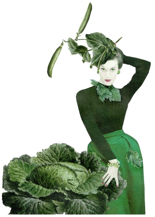 Vegetables Greeting Card featuring the mixed media Fashion Hall of Obscurity by Sigalit Aharoni