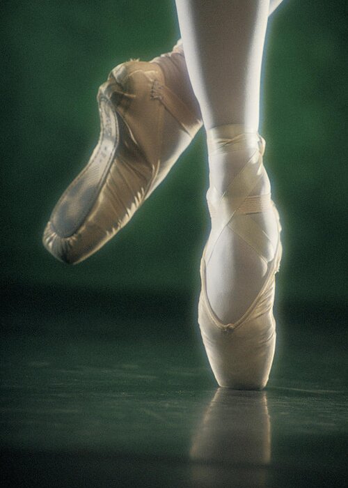 Ballet Dancer Greeting Card featuring the photograph Feet Of Dancing Ballerina by Comstock