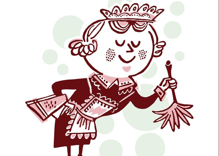 Adult Greeting Card featuring the drawing Female Housecleaner by CSA Images