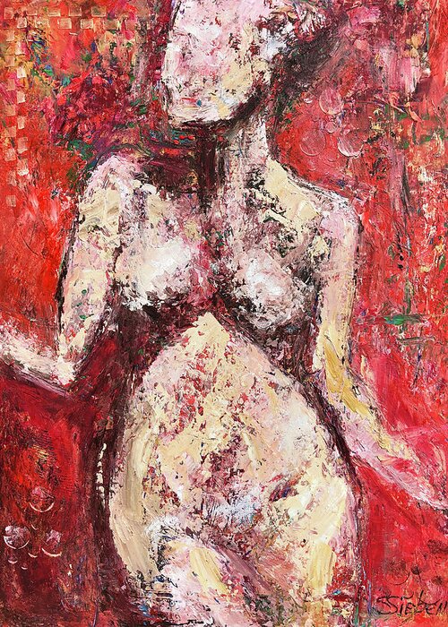 Nude Greeting Card featuring the painting Female Nude by Sharon Sieben