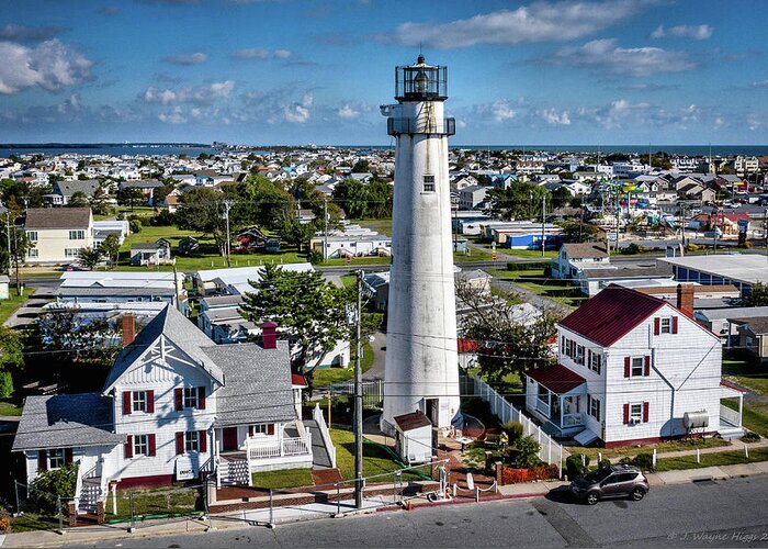 Lighthouse Greeting Card featuring the photograph FENWICK ISLAND LIGHTHOUSE, Delaware by Wayne Higgs