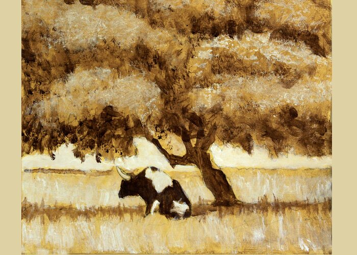 Bull Under The Cork Oak Tree Greeting Card featuring the painting Ferdinand Reprise by David Zimmerman