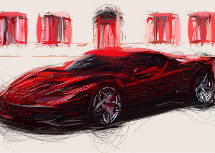 Ferrari Greeting Card featuring the digital art Ferrari SP38 Drawing by CarsToon Concept