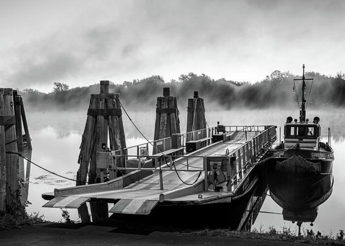 Black And White Greeting Card featuring the photograph Ferry at Rocky Hill Connecticut by Kyle Lee