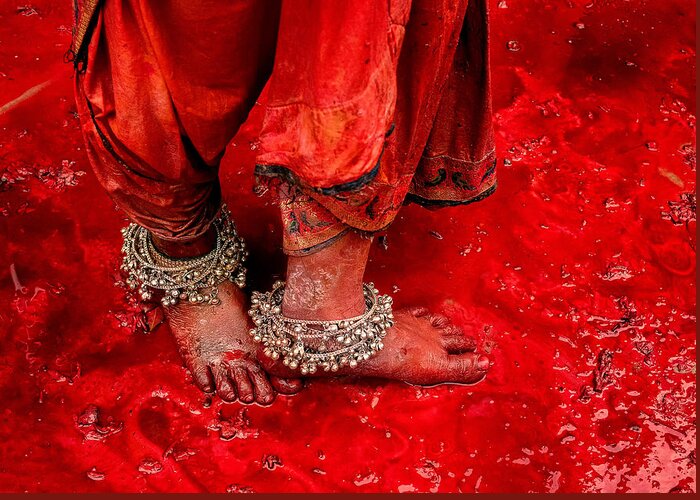 Holi Greeting Card featuring the photograph Festive Feet by Jassi Oberai