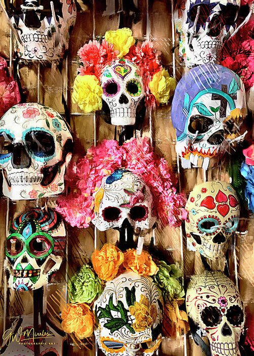 Festive Greeting Card featuring the photograph Festive Masks of the Dead by GW Mireles