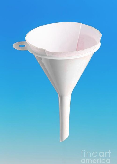 Equipment Greeting Card featuring the photograph Filter Paper In A Plastic Funnel by Martyn F. Chillmaid/science Photo Library