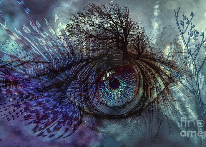 Eye Greeting Card featuring the digital art Fisheye by Kira Bodensted