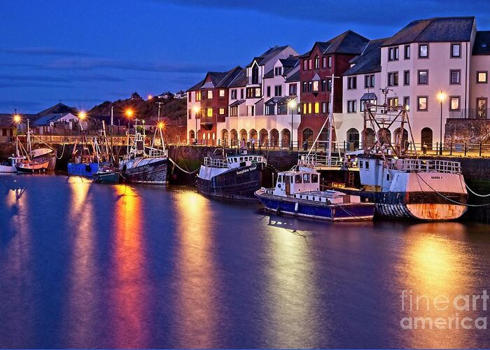  Greeting Card featuring the photograph Fishing Boats in Maryport Harbour, Cumbria by Martyn Arnold