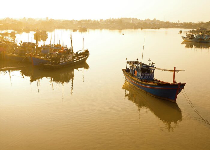Tranquility Greeting Card featuring the photograph Fishing Boats by Mark Watson/highlux