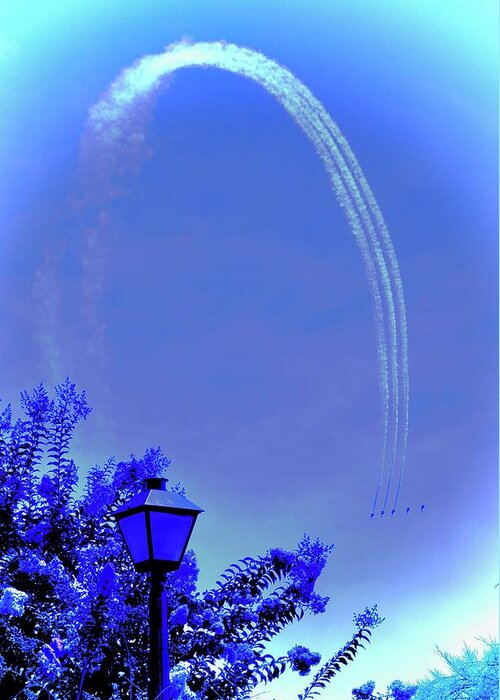 U.s. Navy Blue Angels Greeting Card featuring the photograph Five Blue Angels by Debra Grace Addison