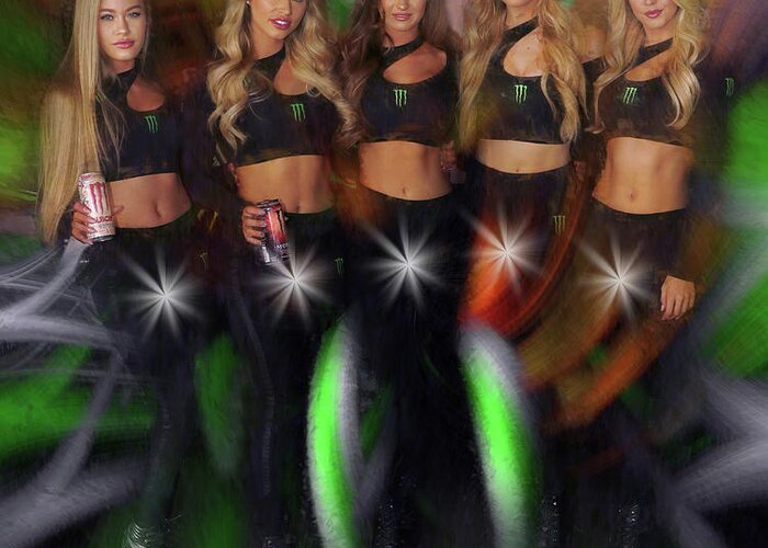  Greeting Card featuring the photograph Five Star Monster Energy Girls by Blake Richards