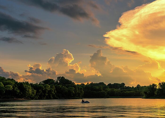 Clouds Greeting Card featuring the photograph FLoatin' on a Jetski with my baby watchin' the sun go down by Robert FERD Frank