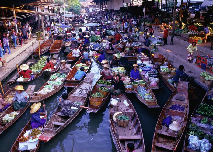 Pets Greeting Card featuring the photograph Floating Market, Damnoen Saduak by Anders Blomqvist