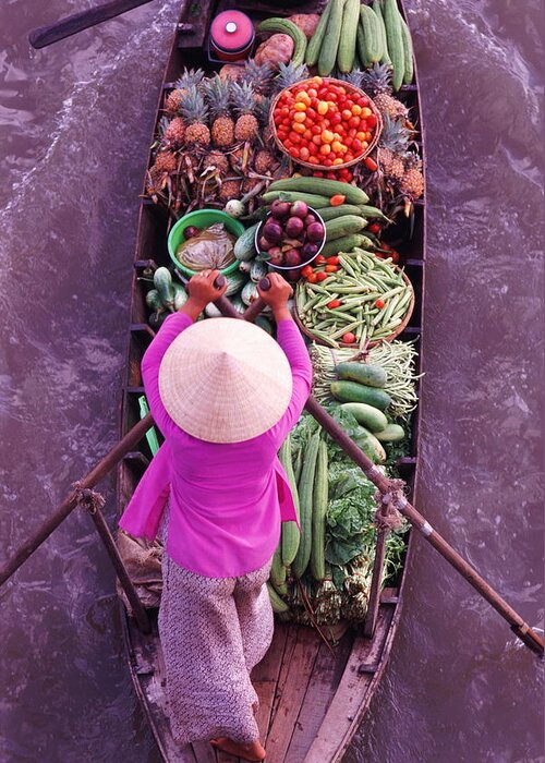 Outdoors Greeting Card featuring the photograph Floating Markets, Mekong Delta, Vietnam by John W Banagan