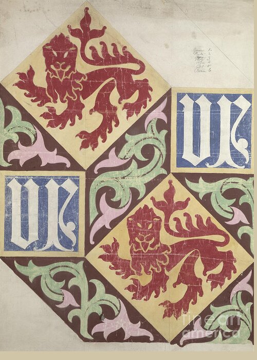 Decoration Greeting Card featuring the painting Floor Design For The Houses Of Parliament by Augustus Welby Northmore Pugin