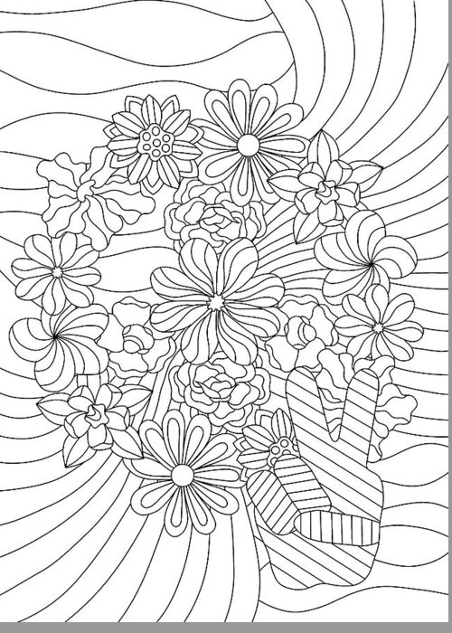 Floral & Botanical Greeting Card featuring the drawing Florals 4 by Kathy G. Ahrens
