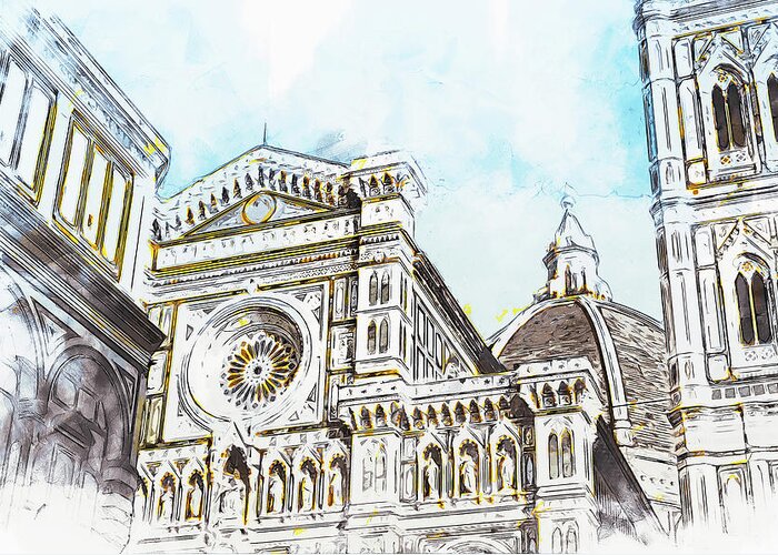 Florence Greeting Card featuring the painting Florence - 46 by AM FineArtPrints