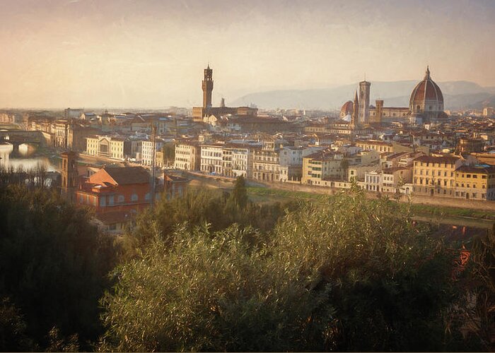 Florence Greeting Card featuring the photograph Florence Italy Cityscape by Joan Carroll