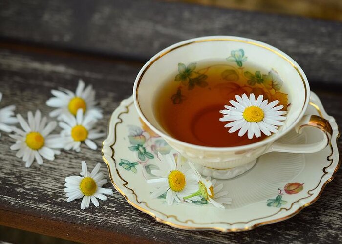 Photo Greeting Card featuring the photograph Flower tea by Top Wallpapers