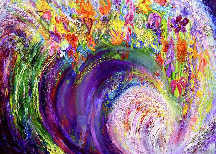 Impasto Greeting Card featuring the painting Flower Wave by Anne Cameron Cutri