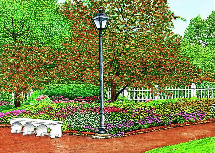 Flowers At Strawberry Banks Greeting Card featuring the painting Flowers At Strawberry Banks, Portsmouth Nh by Thelma Winter
