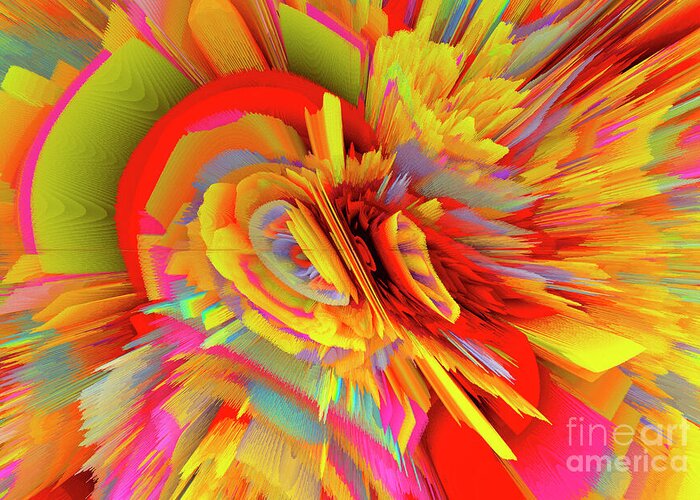 Bright Colors Greeting Card featuring the mixed media A Flower In Rainbow Colors Or A Rainbow In The Shape Of A Flower 8 by Elena Gantchikova