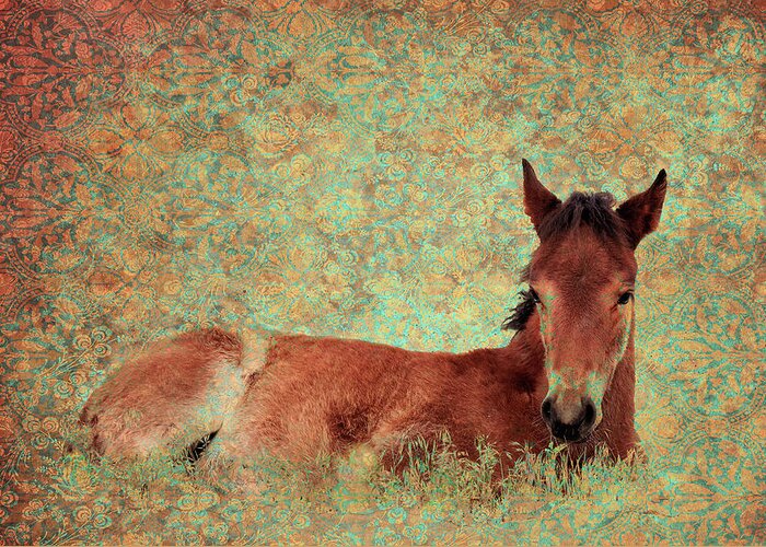 Wild Horses Greeting Card featuring the photograph Flowery Foal by Mary Hone
