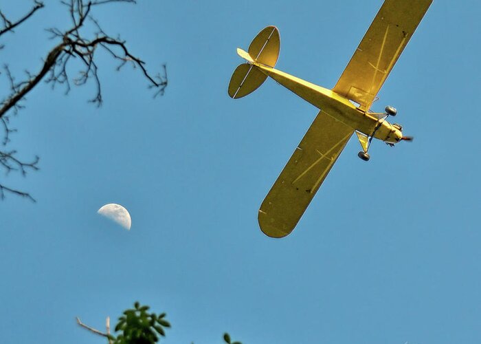 Airplane Greeting Card featuring the photograph Fly Me to the Moon by Michael Frank