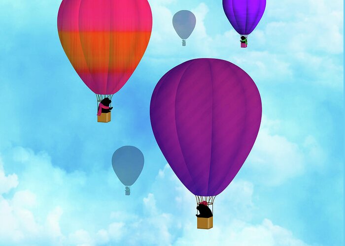 Hot Air Balloons Greeting Card featuring the digital art Flying High by Christine Mullis