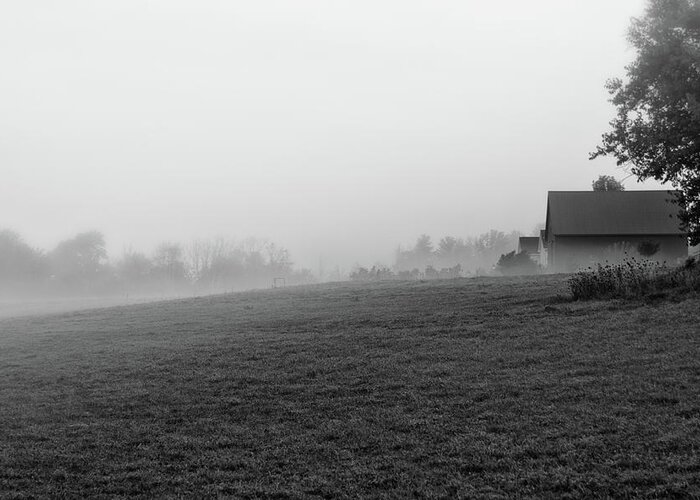 Local Greeting Card featuring the photograph Foggy Farm black and White by David Pratt