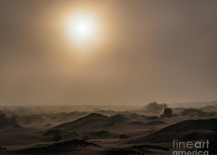 Namib Greeting Card featuring the photograph Foggy morning in the Namib Desert by Lyl Dil Creations