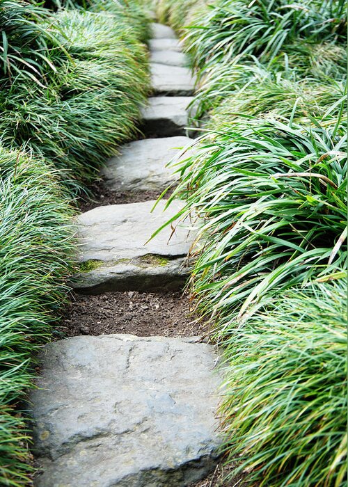 Grass Greeting Card featuring the photograph Footpath Through Zen Garden, Uk by Liz Whitaker