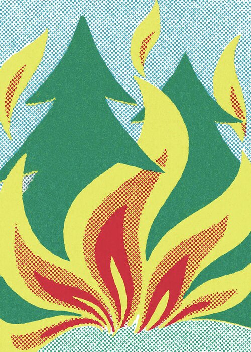 Accident Greeting Card featuring the drawing Forest Fire by CSA Images