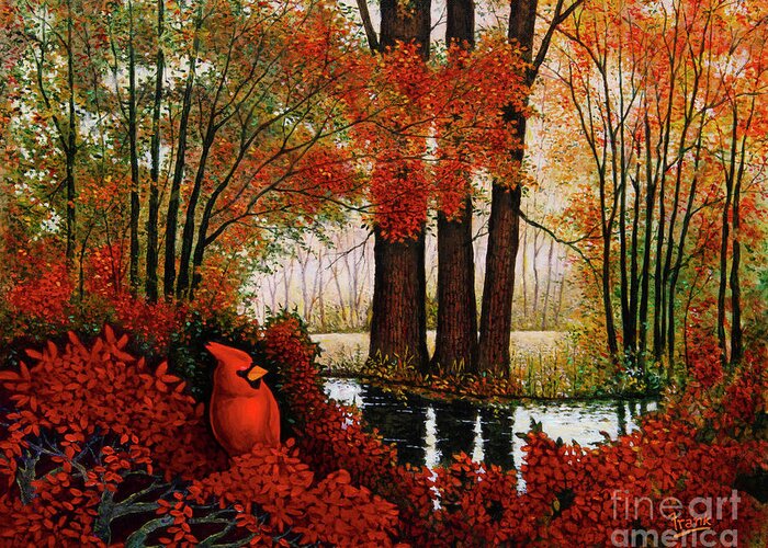 Forest Greeting Card featuring the painting Forest Stream 3 by Michael Frank