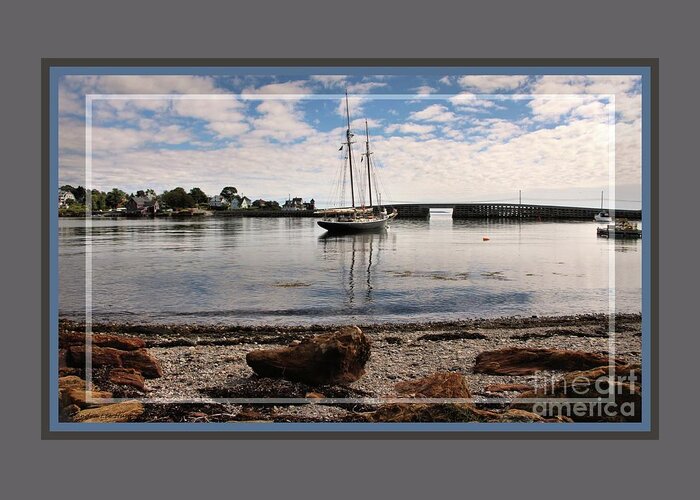 Seascape Greeting Card featuring the photograph Framed Cobwork Bridge Bailey Island Maine by Sandra Huston