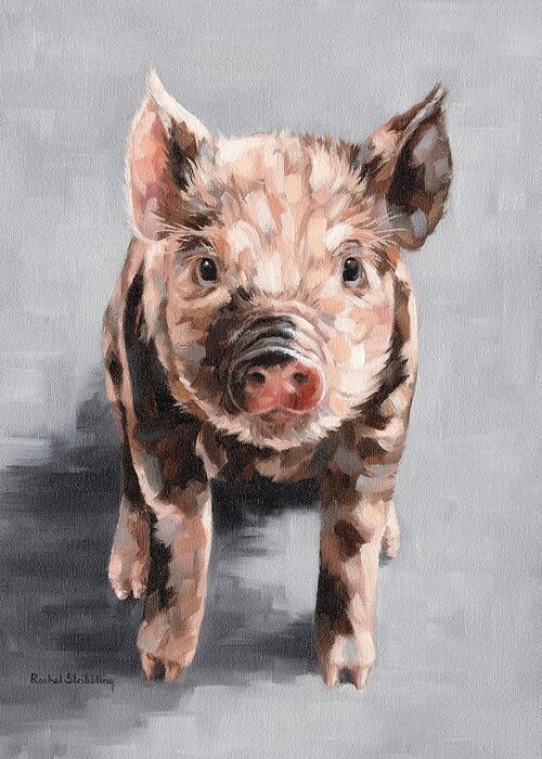 Piglet Greeting Card featuring the painting Frankie by Rachel Stribbling