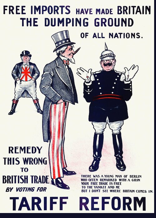 Poster Greeting Card featuring the painting Free imports have made Britain the dumping ground of all nations by LSE Library