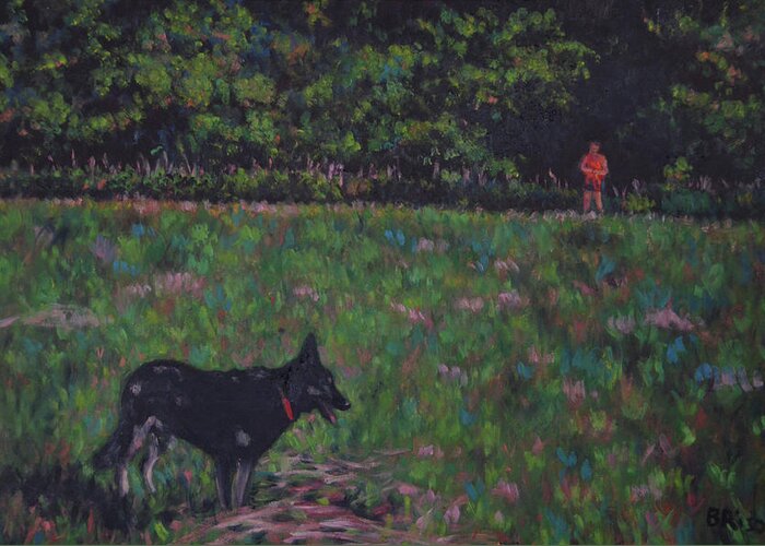 Dog Greeting Card featuring the painting Freedom by Beth Riso
