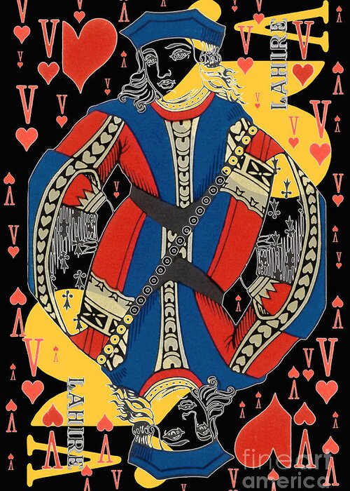 Card Greeting Card featuring the digital art French Playing Card - Lahire, Valet De Coeur, Jack Of Hearts Pop Art - #2 by Jean luc Comperat