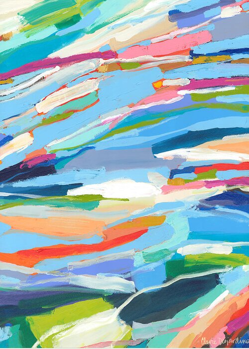 Abstract Greeting Card featuring the painting Fresh Air by Claire Desjardins