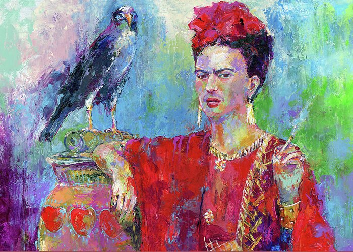 Frida Bird 1 Greeting Card featuring the painting Frida Bird 1 by Richard Wallich