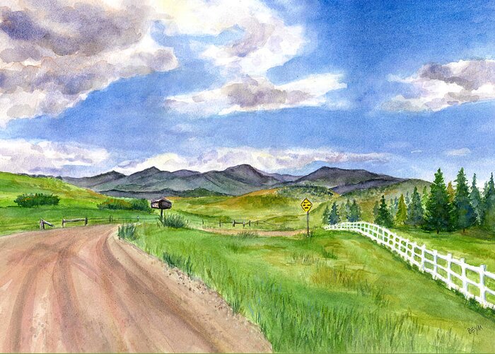 Colorado Greeting Card featuring the painting Frog Belly Farm by Clara Sue Beym